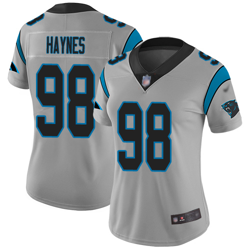 Carolina Panthers Limited Silver Women Marquis Haynes Jersey NFL Football #98 Inverted Legend->women nfl jersey->Women Jersey